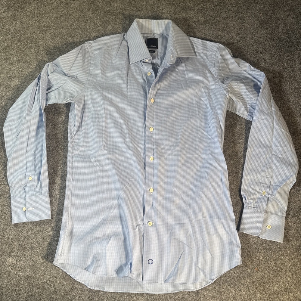 David Donahue 15 1/2 34/35 men's blue 100% cotton dress shirt trim fit